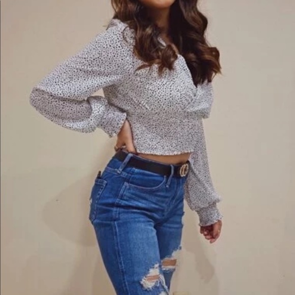 Speckled Smocked Long Sleeve Top - Picture 4 of 4